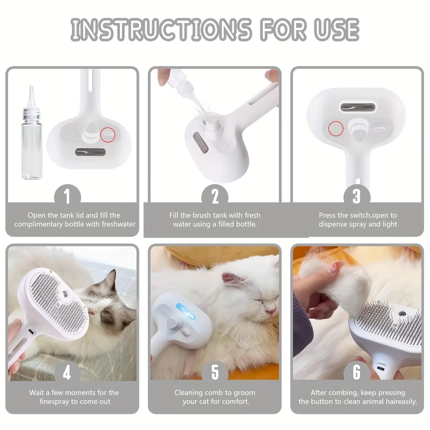  Pet Cleaning Brush Steam Spray 